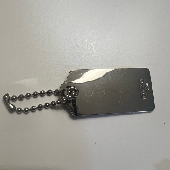 2.25" COACH VINTAGE Silver Nickel Metal Fob Double-Sided Hangtag Charm Keychain - Picture 5 of 11